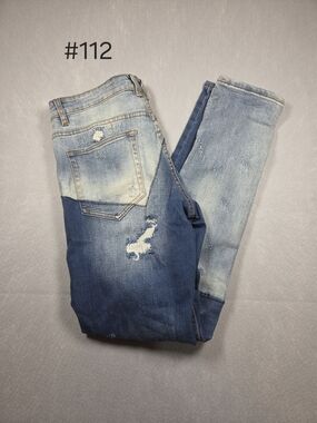 Embellish "Damien" Distressed Patchwork Skinny Jeans - Size 34